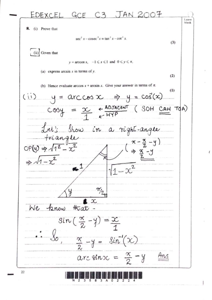 Edexcel Maths C3 Jan 2007 Q8 (ii) - BioChem Tuition
